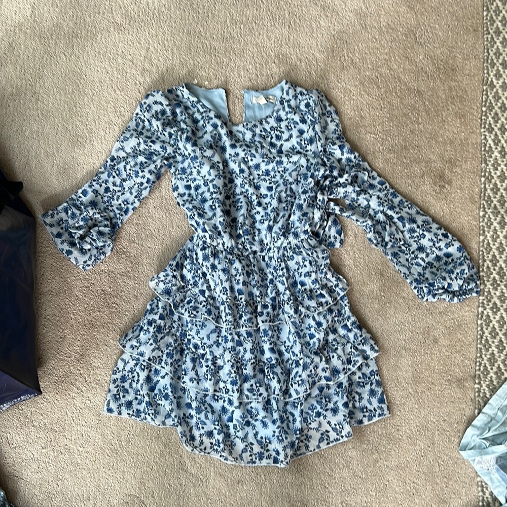 Speechless blue print dress with sash xxs